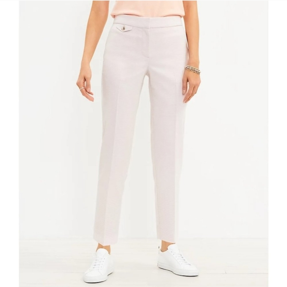 NEW Ann Taylor Loft Pink Cream Plaid Ankle Pants 10